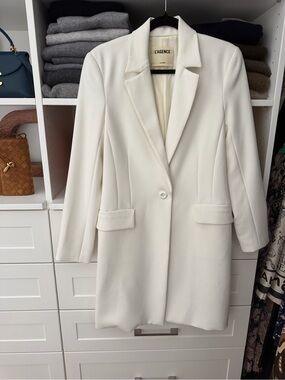 L'AGENCE Women's Cream Single-Button Tailored Blazer Coat